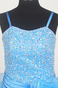 Aqua Blue For Little Gril Pageant Dress With Beaded Decorate Bodice