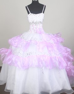 Sweet Little Girl Pageant Dress With Beading And Ruffled Layers