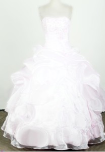 Lovely Strapless Little Girl Pageant Dress With Beading And Organza