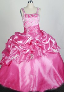 Rose Pink And Appliqes For Lovely Little Girl Pageant Dress
