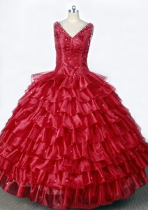 Luxurious Little Girl Pageant Dress With Ruffled Layers And Beading