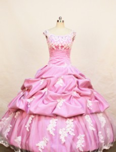 Rose Pink Little Girl Pageant Dress With Appliques Pick-ups And Scoop