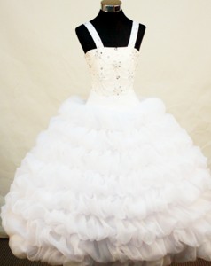 Beautiful And White For Little Girl Pageant Dress With Ruffled Layers