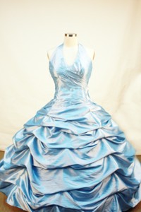 Blue Little Girl Pageant Dress With Pick-ups And Beading