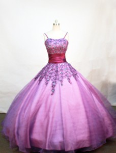 Lovely Purple Little Girl Pageant Dress With Appliques And Straps