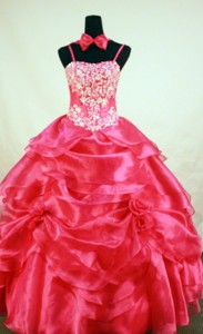 Red Beading For Little Girl Pageant Dress