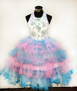 Lovely Colorful Little Girl Pageant Dress With Appliques And Ruffled Layers