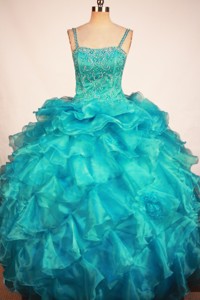 Lovely Blue Little Girl Pageant Dress With Ruffles And Beading