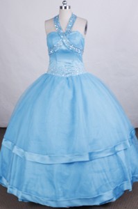 Discount Ball Gown Little Girl Pageant Dress Halter Beading Floor-length 