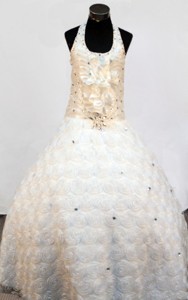 Luxurious Ball Gown Halter Little Girl Pageant Dress Floor-length