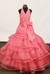 Beautiful Beading and Ruffled Layers Ball Gown Hater Little Girl Pageant Dress Floor-length 
