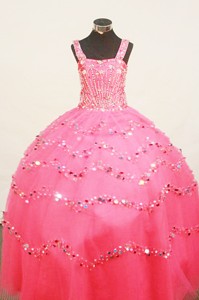 Custom Made Little Girl Pageant Dress BeadingStrap Floor-Length Organza 