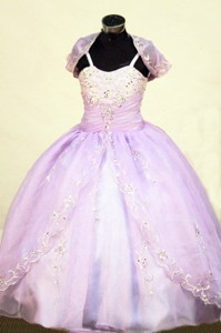 Beading Straps Floor-length Lilac Ball Gown Brand New Little Girl Pageant Dress