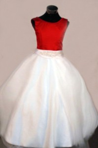 Discount Scoop Floor-length Satin White Taffeta Beading Little Girl Pageant Dress