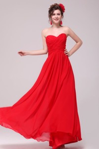 Low Price Red Sweetheart Pageant Dress With Chiffon Ruches