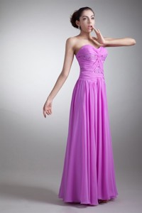 Elegant Empire Sweetheart Floor-length Lilac Beading Chiffon Pageant Dress