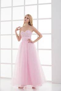 Baby Pink Sweetheart Pageant Dress With Beading And Ruching