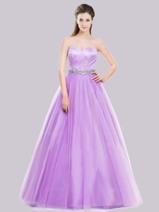 Popular A Line Lilac Pageant Dress With Beading And Lace