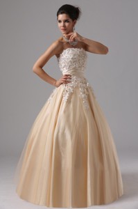 Champagne And Appliques Ball Gown Pageant Dress Floor-length In Cambria California