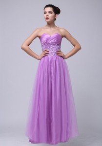 Lavender Beaded Decorate And Ruch Sweetheart Pageant Dress With Tulle