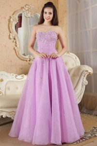 Lavender Sweetheart Pageant Dress Organza Beading Floor-length