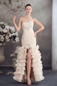 Beading Mermaid Sweetheart Ankle-length Champagne Pageant Dress