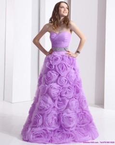 Lilac Sweetheart Pageant Dress With Rolling Flowers And Sequins