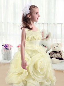 Lovely A Line Scoop Flower Girl Dress With Rolling Flowers