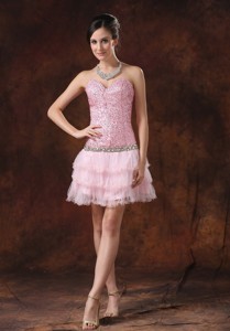 Sequin And Tulle Sweetheart Neckline Mini-length Beaded Decorate Wasit Nightclub Homecoming D