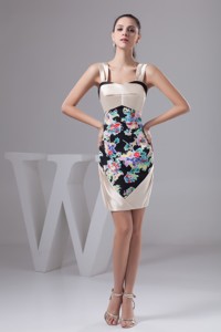 Multi-colored Printing Nightclub Evening Dress Of Straps And Mini-length