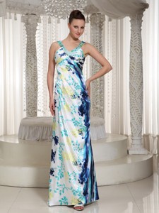 Colorful Beaded Embellishment Long V-neck Column Maxi Dress For Formal Evening