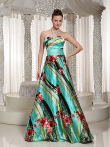 Colorful Printing Sweetheart Maxi Dress With Floor-length