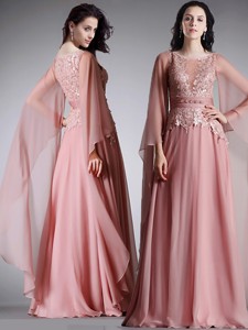 Pretty Scoop Three Fourth Length Sleeves Maxi Dress With Belt And Lace