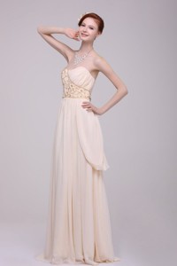 Empire Strapless Champagne Ruching Chiffon Floor-length Holiday Dress