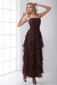 Column Purple Chiffon Ankle-length Holiday Dress With Straps