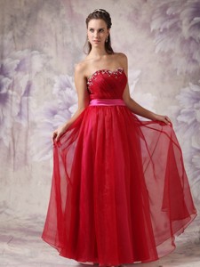 Customize Red Sweetheart Holiday / Evening Dress With Fuchsia Slash