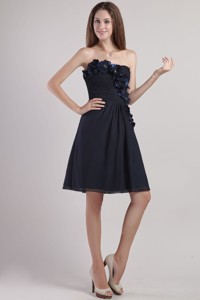 Black Empire Strapless Mini-length Chiffion Appliques Holiday / Homecoming Dress