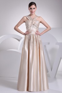 Floor-length V-neck Holiday Gowns With Ruching And Beading