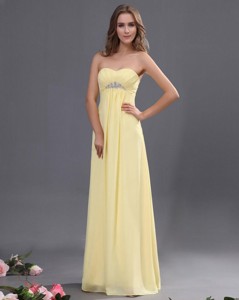 Custom Made Yellow Long Prom Dress With Beading