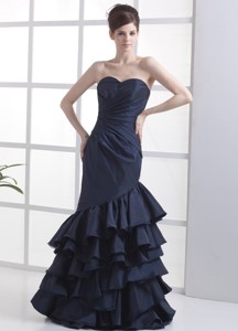 Mermaid Navy Blue Sweetheart Neckline Floor-length Prom Dress