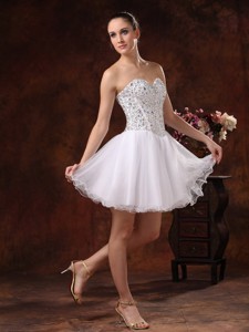 Sweetheart Beaded Mini-length For White Cocktail / Homecoming Dress In Livonia