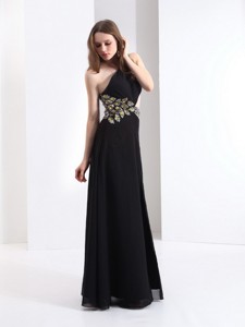 Luxurious One Shoulder Beading Prom Dress In Black