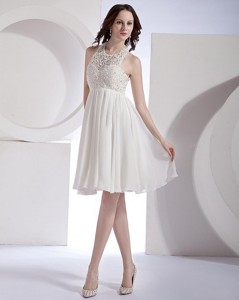 Popular Empire Halter Top Beaded Sweet 16 Dress In White
