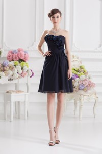 Black Sweetheart Sweet 16 Dress With Ruching And Handle Made Flowers