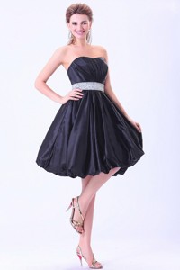 Navy Blue Prom / Sweet 15 Dress With Beaded Belt Knee-length