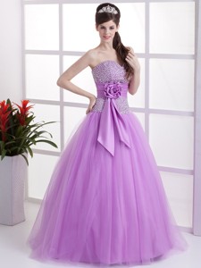 Sweet Lavender Sweetheart Sweet 16 Dress Hand Made Flower And Beaded Deaorate Bust In
