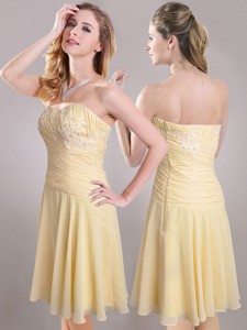 Elegant Applique Chiffon Yellow Short Sweet 16 Dress With Side Zipper