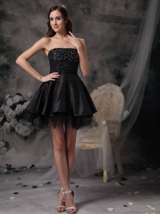 Beautiful Strapless 15th Birthday Dress Taffeta And Tulle Beading Mini-length