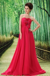 Coral Red Stylish El Tigre Sweet 16 Dress Hand Made Flower And Ruch In Graduation