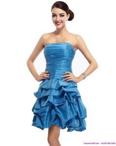 Baby Blue Strapless Sweet 16 Dress With Pick Ups And Beading